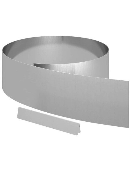 Bordura per Prato 4 pz 450 x 20 cm Acciaio zincato Argento