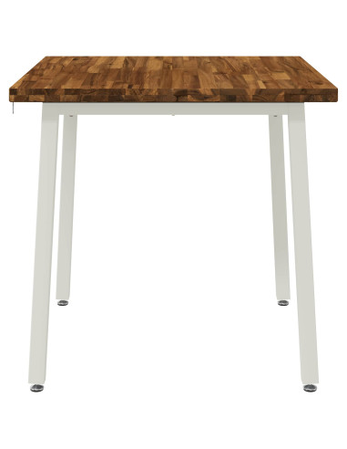 60 x 55 x 75 cm Legno di Acacia Massello Naturale e Bianco
