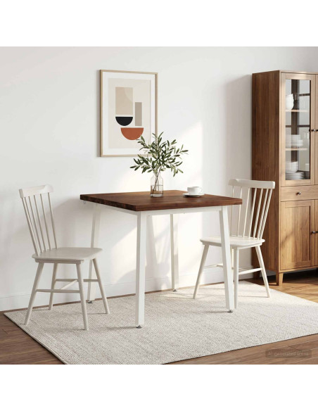 70 x 70 x 75 cm Legno di Acacia Massello Marrone scuro e Bianco