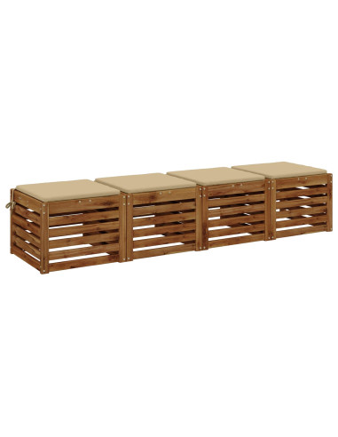 Cuscini per Sedia in 4 Pezzi SOEST 4 pz 100% Poliestere Beige