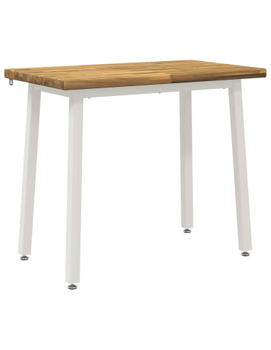 90 x 55 x 75 cm Legno di Acacia Massello Bianco Rettangolare