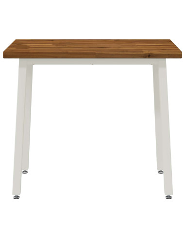 90 x 55 x 75 cm Legno di Acacia Massello Naturale e Bianco