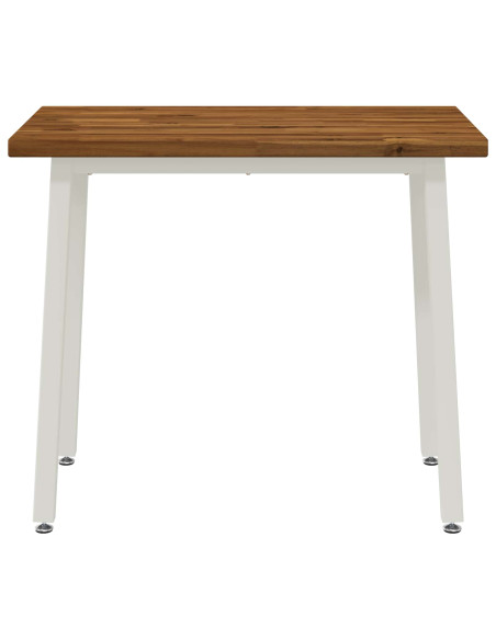 90 x 55 x 75 cm Legno di Acacia Massello Naturale e Bianco