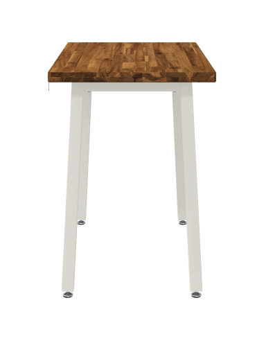 90 x 55 x 75 cm Legno di Acacia Massello Naturale e Bianco
