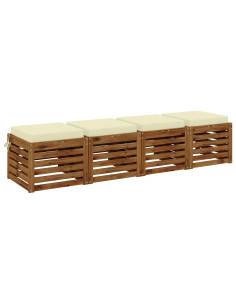 Cuscini per Sedia in 4 Pezzi SOEST 4 pz 100% Poliestere Crema 2