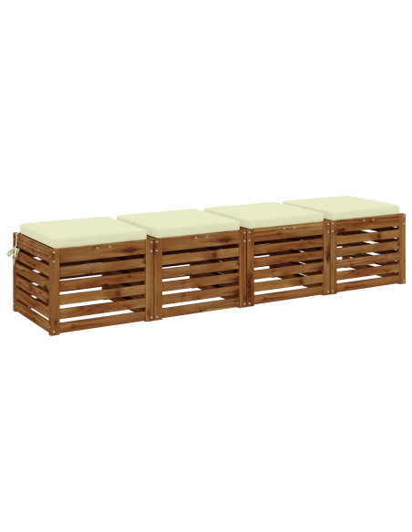Cuscini per Sedia in 4 Pezzi SOEST 4 pz 100% Poliestere Crema