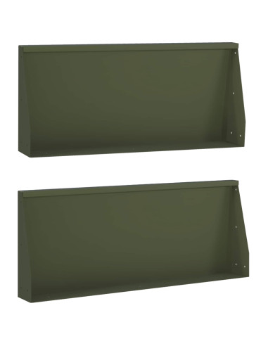 Muro di contenimento 2 pz 100 x 12 x 50 cm Acciaio Verde Oliva