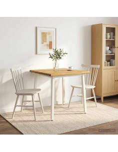 70 x 70 x 75 cm Legno di Acacia Massello Bianco Quadrato