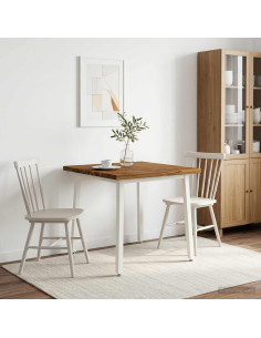 80 x 80 x 75 cm Legno di Acacia Massello Naturale e Bianco