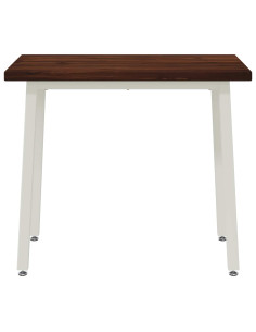 90 x 55 x 75 cm Legno di Acacia Massello Marrone scuro e Bianco 2