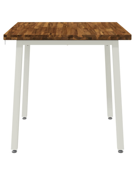 70 x 70 x 75 cm Legno di Acacia Massello Naturale e Bianco