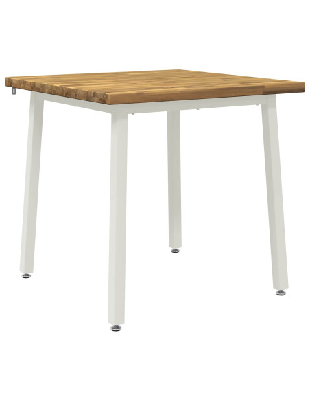 70 x 70 x 75 cm Legno di Acacia Massello Bianco Quadrato