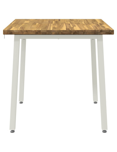 70 x 70 x 75 cm Legno di Acacia Massello Bianco Quadrato