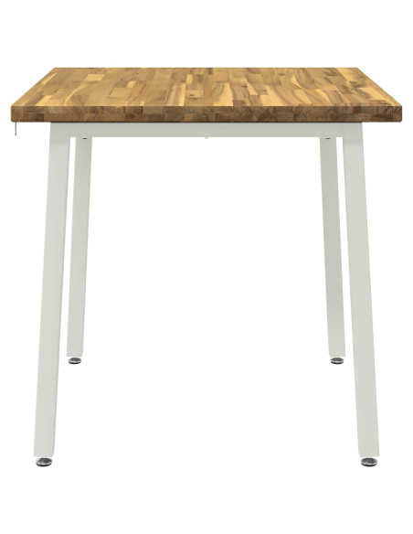 70 x 70 x 75 cm Legno di Acacia Massello Bianco Quadrato