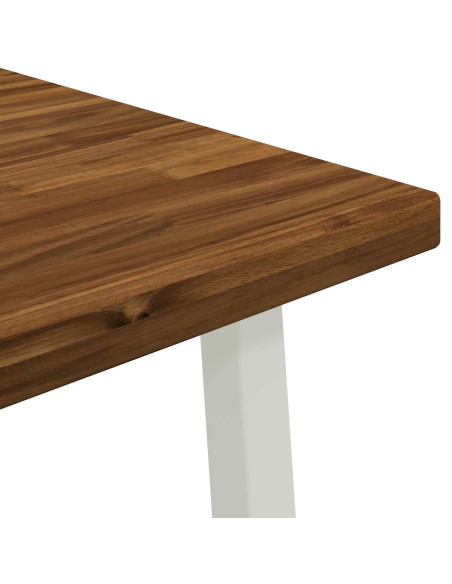 80 x 80 x 75 cm Legno di Acacia Massello Naturale e Bianco