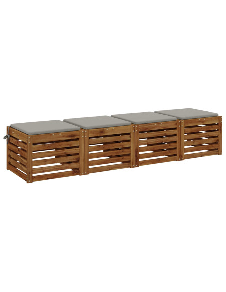 Cuscini per Sedia in 4 Pezzi SOEST 4 pz 100% Poliestere Grigio