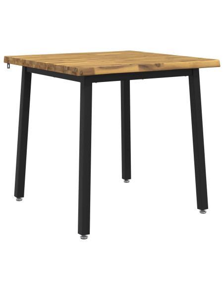 90 x 90 x 75 cm Legno di Acacia Massello Bianco e Nero Quadrato