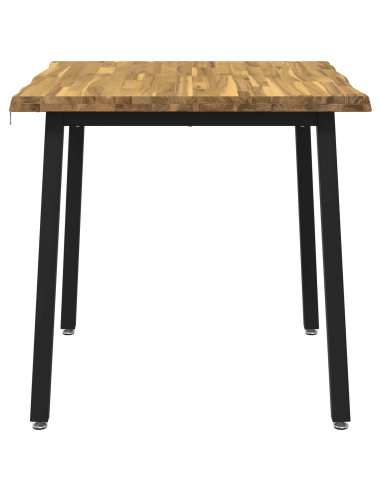 90 x 90 x 75 cm Legno di Acacia Massello Bianco e Nero Quadrato