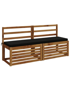 Cuscini per Panchina a 2 Pezzi SOEST 2 pz 100% Poliestere Nero 2