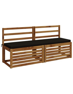 Cuscini per Panchina a 2 Pezzi SOEST 2 pz 100% Poliestere Nero 2