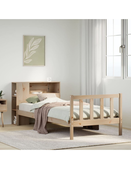 Giroletto con Libreria senza Materasso 75x190 cm in Legno Pino