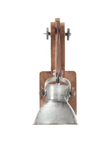 Lampada da Parete Stile Industriale Argento Rotonda E27