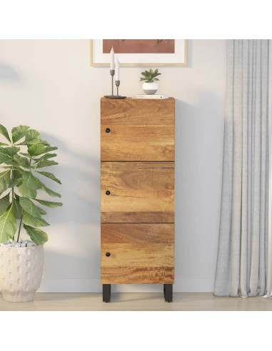 Credenza con 3 Ante 40x33x110 cm Legno Massello Mango e Ferro
