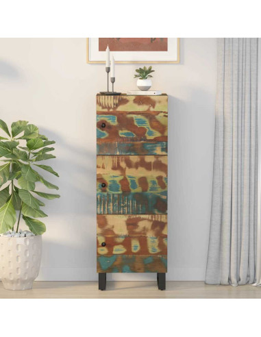 Credenza con 3 Ante 40x33x110cm Legno Massello Recupero e Ferro