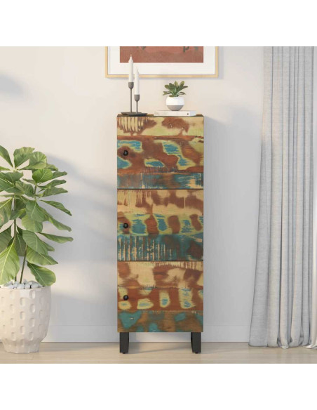Credenza con 3 Ante 40x33x110cm Legno Massello Recupero e Ferro