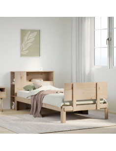 Giroletto con Libreria senza Materasso 75x190 cm in Legno Pino