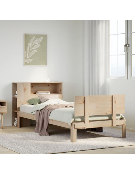 Giroletto con Libreria senza Materasso 75x190 cm in Legno Pino