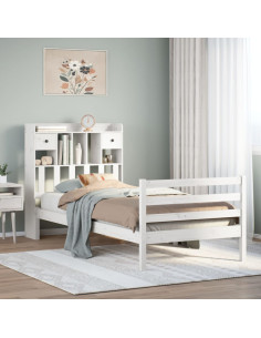 Letto con Libreria senza Materasso 75x190 cm in Legno Pino