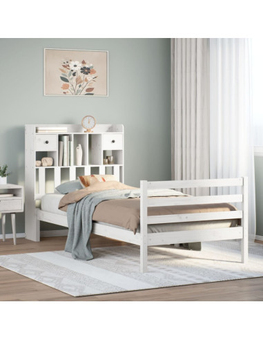 Letto con Libreria senza Materasso 75x190 cm in Legno Pino