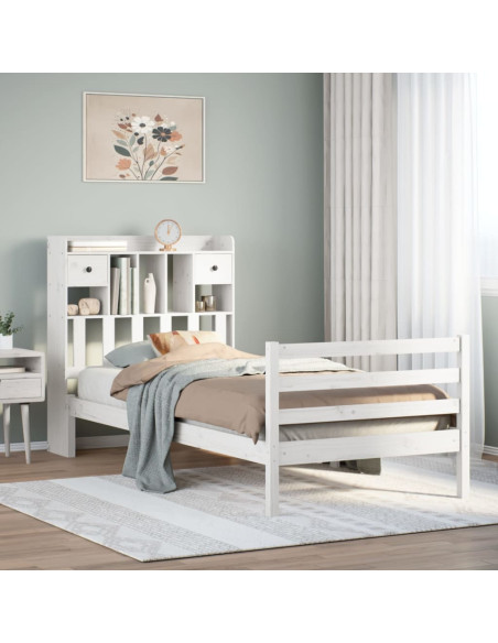 Letto con Libreria senza Materasso 75x190 cm in Legno Pino