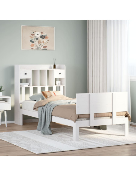 Letto con Libreria senza Materasso 75x190 cm in Legno Pino
