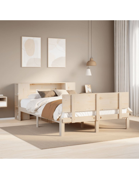 Letto Libreria senza Materasso 135x190 cm in Legno di Pino