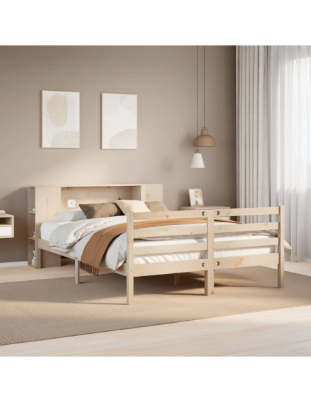 Letto Libreria senza Materasso 135x190 cm in Legno di Pino