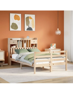 Letto Libreria senza Materasso 135x190 cm in Legno di Pino