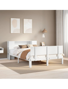 Letto Libreria senza Materasso Bianco 135x190 cm Legno di Pino