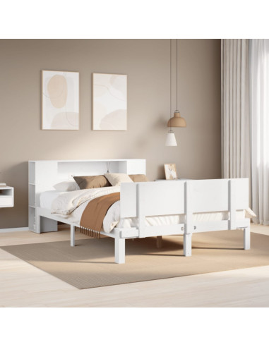 Letto Libreria senza Materasso Bianco 140x190 cm Legno di Pino