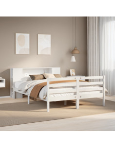 Letto Libreria senza Materasso Bianco 140x200 cm Legno di Pino