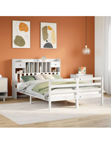 Letto Libreria senza Materasso Bianco 150x200 cm Legno di Pino