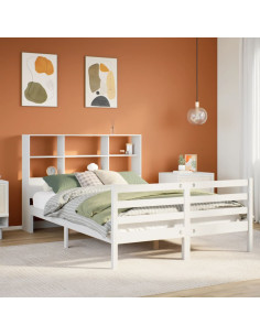 Letto Libreria senza Materasso Bianco 160x200 cm Legno di Pino