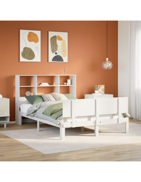 Letto Libreria senza Materasso Bianco 160x200 cm Legno di Pino