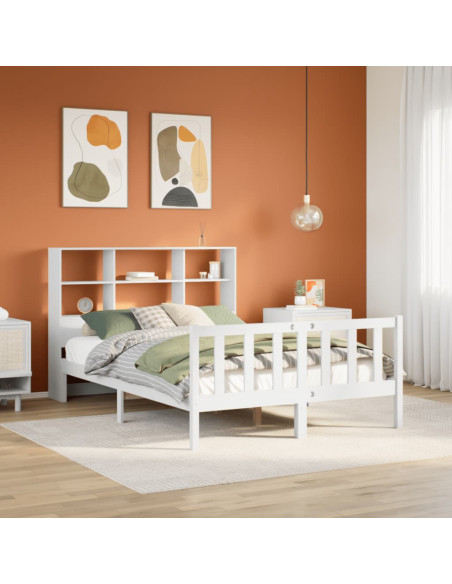 Letto Libreria senza Materasso Bianco 160x200 cm Legno di Pino