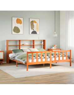 Letto Libreria senza Materasso Marrone Cera 180x200 cm in Pino