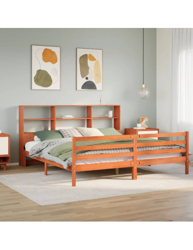 Letto Libreria senza Materasso Marrone Cera 180x200 cm Legno