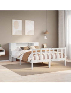 Letto Libreria senza Materasso Bianco 135x190 cm Legno di Pino