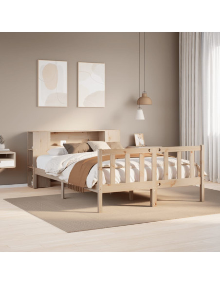 Letto Libreria senza Materasso 135x190 cm in Legno di Pino
