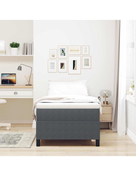 Letto a molle Grigio Scuro e Bianco 90 x 190 cm
